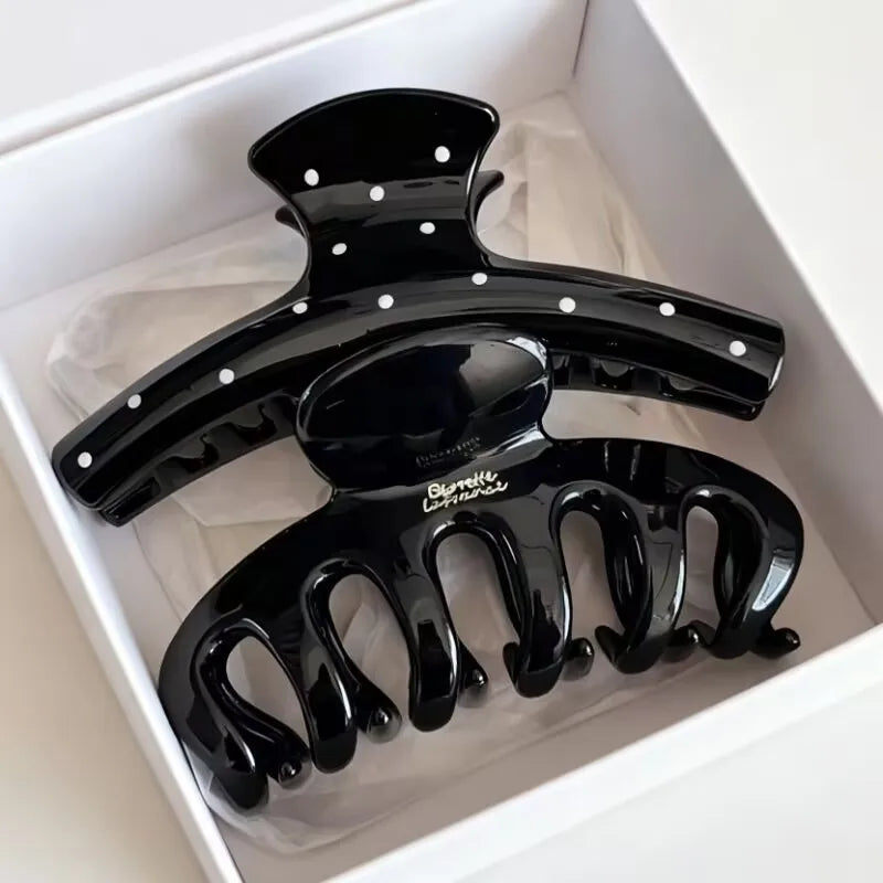 Korean Large Size Acrylic Dragon Bone Shark Hair Clip French Style Polka Point Arc Back of Head Hair Claw Clamp Hair Accessories