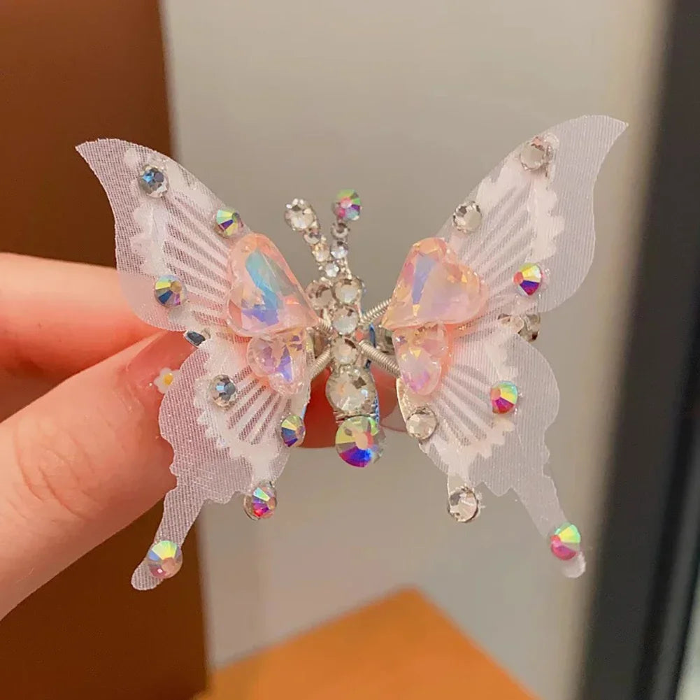 Styling Lively Moving Wings Bangs Cute Fairy Rhinestone Butterfly Hairpin Three-dimensional Hair Clip Headwear Hair Accessories