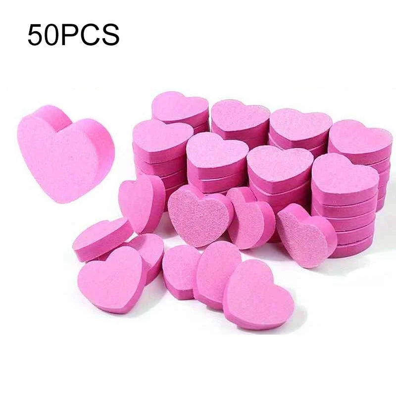 10/25/50pcs Heart Sponge Nail Files Blocks 180/240 Double-sided Polishing Sanding Buffer Washable Sandpaper Manicure Tools