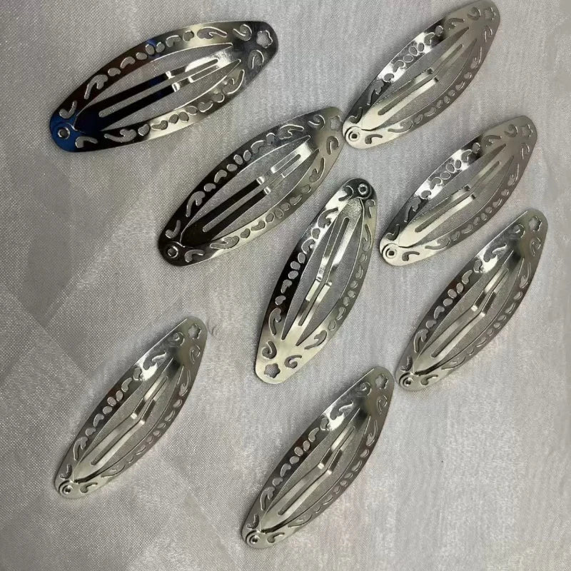 Vintage Hollowed Out Pattern Hair Clips Y2K Geometric Silver Oval Snap Hairclips Punk Metal Side Hairpin Korean Hair Accessories