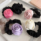 Sweet Flower Rose Hair Rope Hair Tie Scrunchies Silk Satin Hair Rope Korean Style Headwear Elastic Hair Band Ponytail Holder