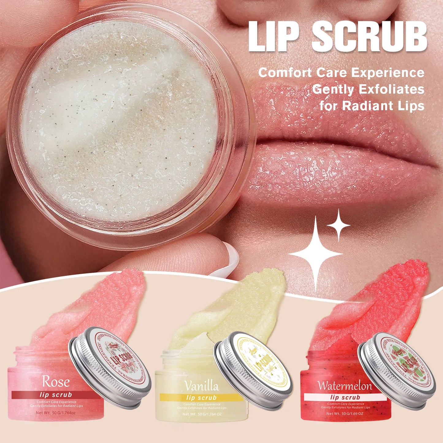 Lip scrub 50g brighten exfoliating lip  raspberry vanilla coconut watermelon lip moisturizing gift for women