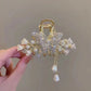 Rhinestone Tassel Hair Claw Golden Bow Flower Hair Clip Hairpin For Women Elegant Ponytail Fashion Hair Accessories