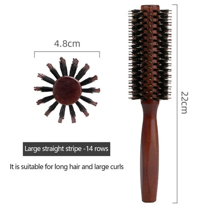 Boar Bristle Round Hair Brush Set Nylon Pin Wooden Handle for Straightening Curling Volumizing Detangling  Salon Styling Tools