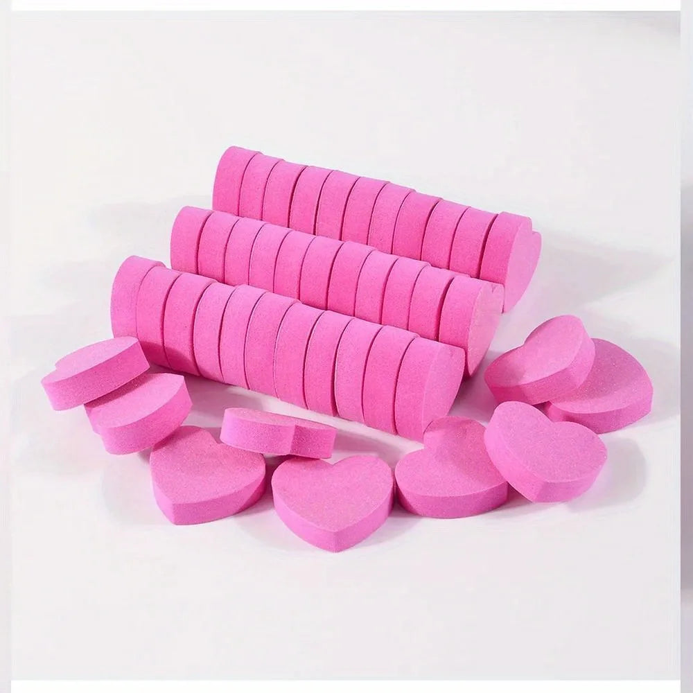 10/25/50pcs Heart Sponge Nail Files Blocks 180/240 Double-sided Polishing Sanding Buffer Washable Sandpaper Manicure Tools