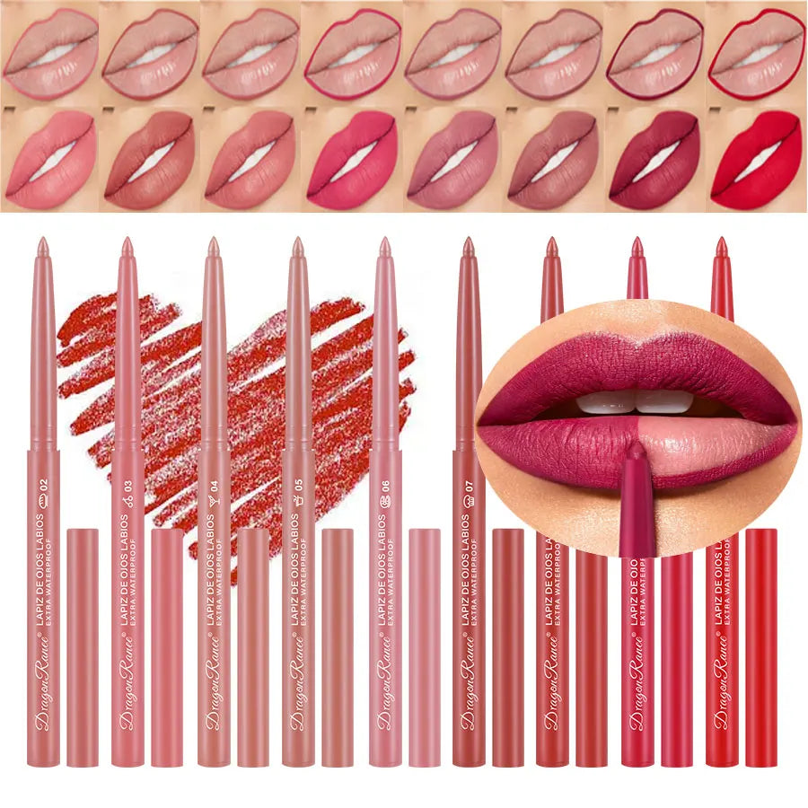 Twelve lip liner pencil case outlines the full lip shape, rich colors, waterproof, durable matt, daily versatile lip liner penci