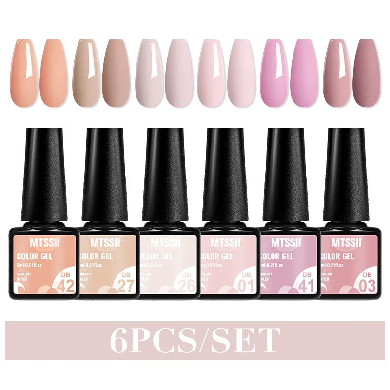 MTSSII 6PCS/Set Sparkly Red Roes Red Gel Nail Polish Shinning Nail Art LED UV Gel Varnish Nail Supplies Manicure Kit for Nails