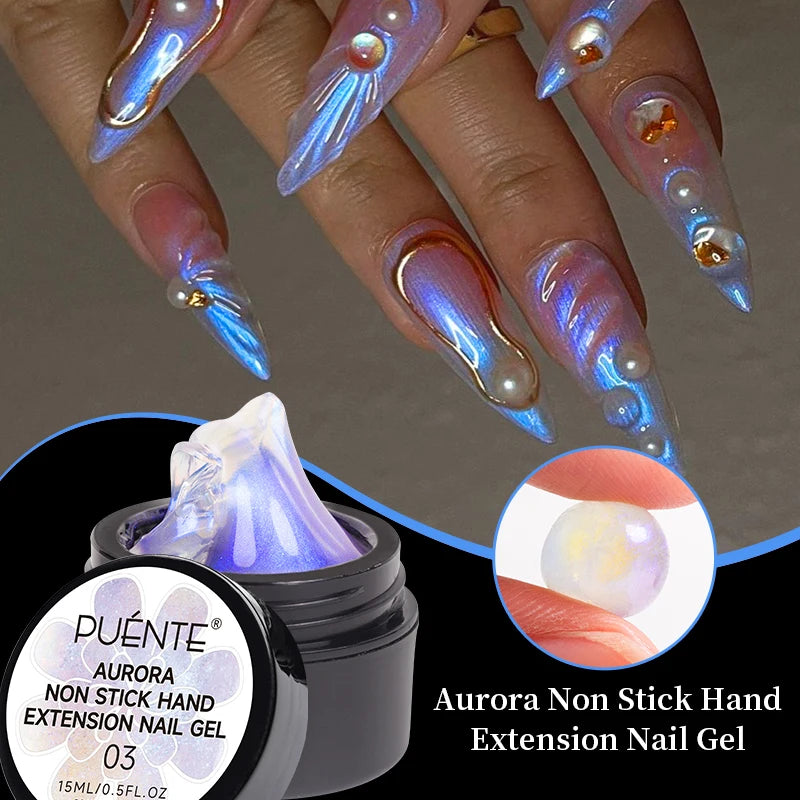 PUENTE Pearl Color Builder Nail Gel Polish Hema Free Shell Thread Glitter Nail Extension Semi-Permanent Construction Gel Varnish