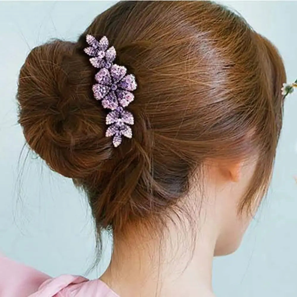 1PC Fashion Hair Comb Luxury Crystal Shiny Rhinestone Hair Clips Inlaid Flower Hairpin Hair Grips Elegant Bride Hair Jewelry