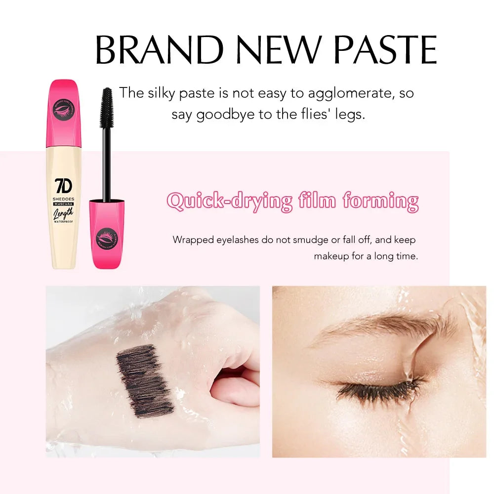 1pcs 7D Waterproof Mascara Long Lasting Smudge-proof Non-flaking Lengthen Volumizing Lifting Curling Mascara Eyelash Makeup