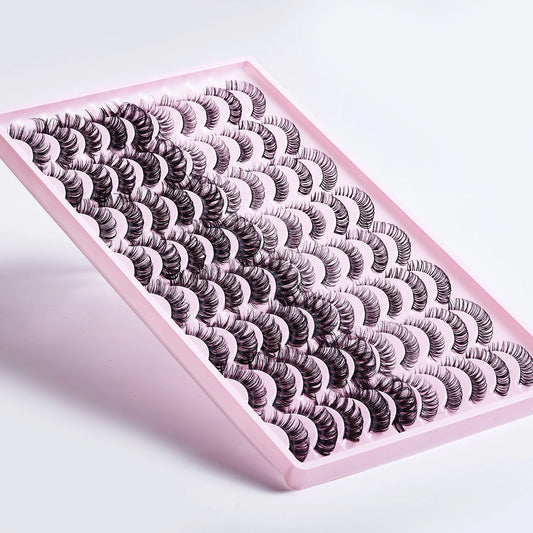 40 Pairs Pack Strip False Eyelashes Supplies Fluffy Faux Cils Russian Strip D Curl Faux Mink Eyelashes Makeup