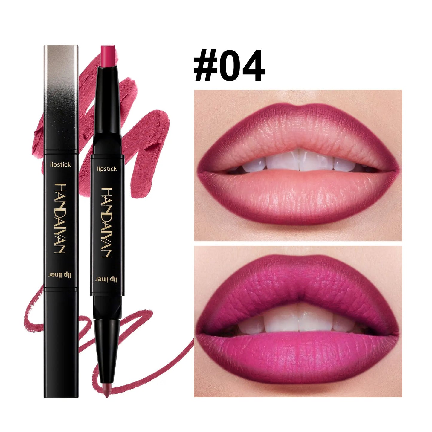 2 In 1 Matte Lipstick Pencil Double Head Lip Liner Pen Red Nude Long Lasting Waterproof Lady Charming Lip Pencil Makeup Tools