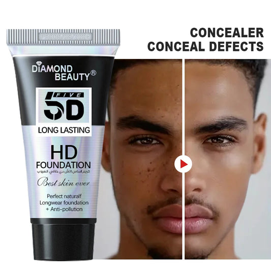 5D Liquid Foundation Men's Velvet, Flawless, Nourishing, Sunscreen, Full Coverage, High - Capacity BB Cream, Natural Nude Makeup