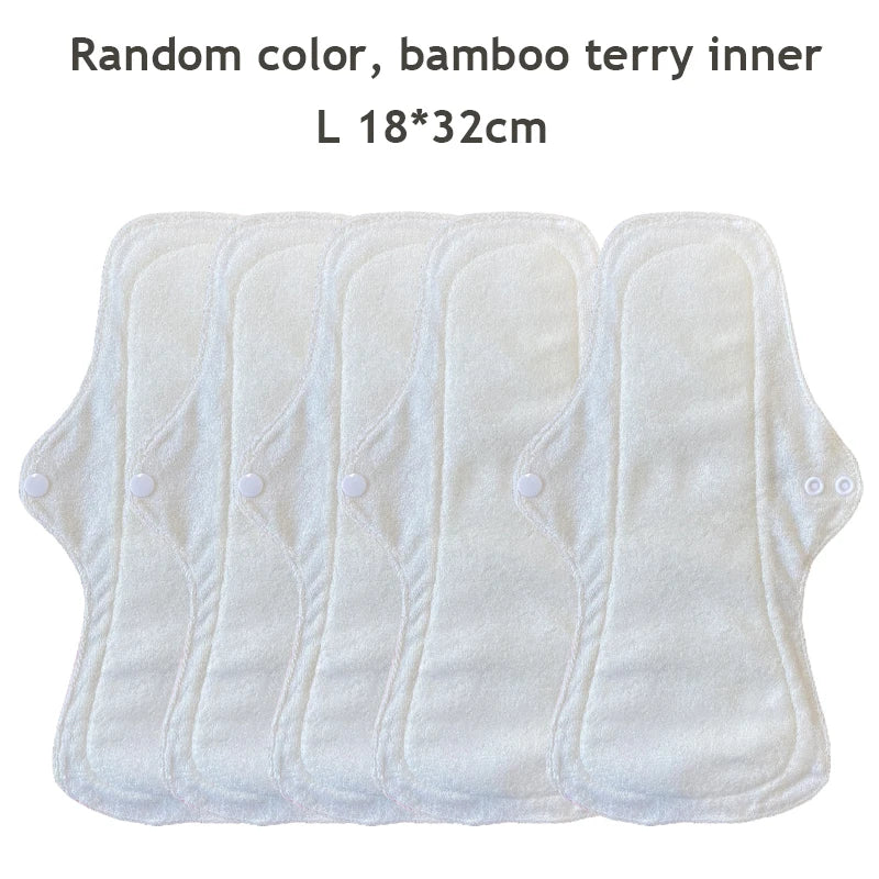 5PCS Small Medium Large Different Period Time Bamboo Reusable Menstrual Pads Washable Sanitary Towels for Lady Women Daily Night