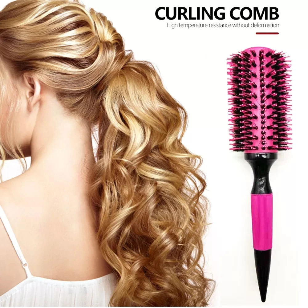 Wooden Round Hair Comb Brush With Boar Bristle Mix Nylon Styling Tools Professional Ceramics Ion Hair Brush Hairdressing Supply