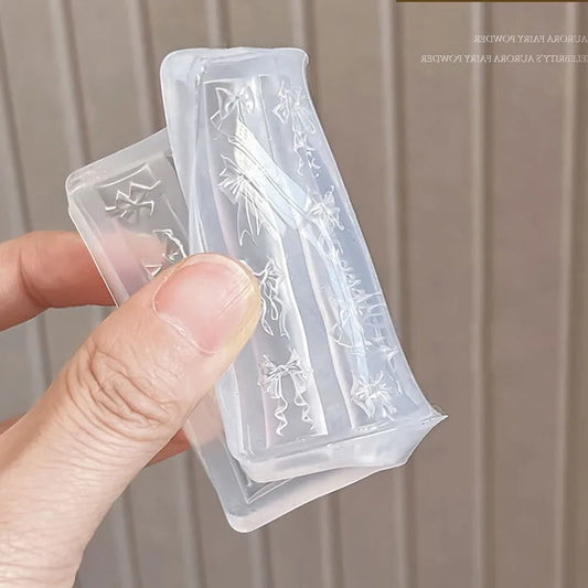 3D Silicone Flower Nail Carving Mold Acrylic Bowknot Floral Stamping Plate Nails Stencils Blossom DIY Clay Mold Nail Template