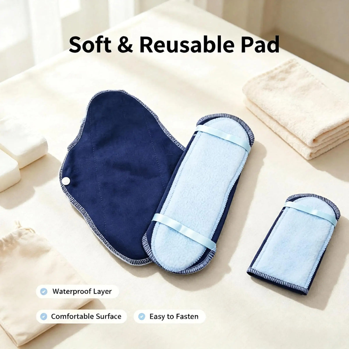 8Pcs Fleece Reusable Washable Menstrual Pads Leakproof Sanitary Pads Heavy Flow Postpartum Panty Liners for Elderly Incontinence