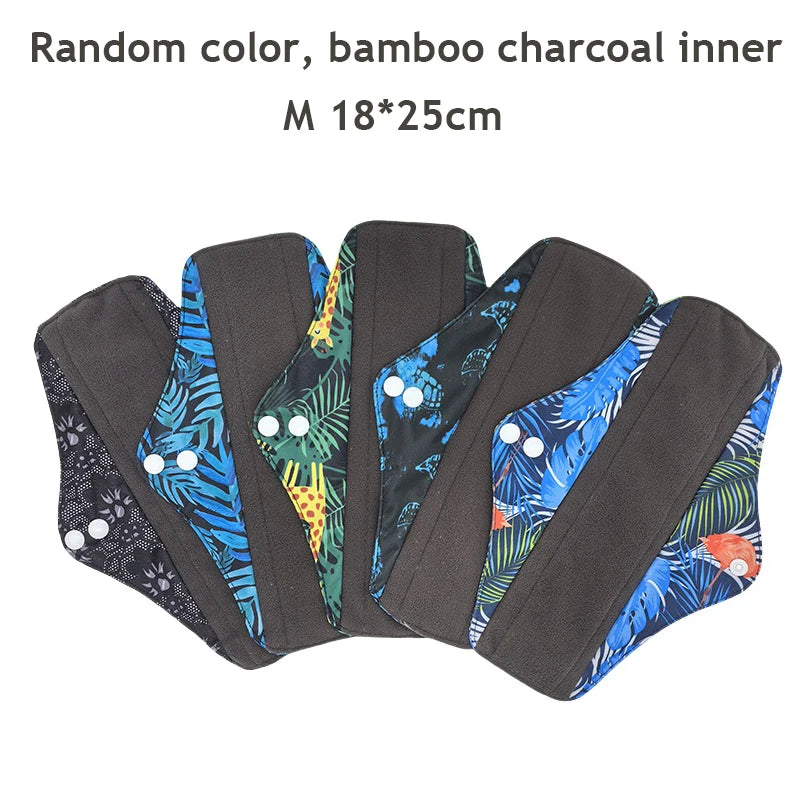 5PCS Small Medium Large Different Period Time Bamboo Reusable Menstrual Pads Washable Sanitary Towels for Lady Women Daily Night