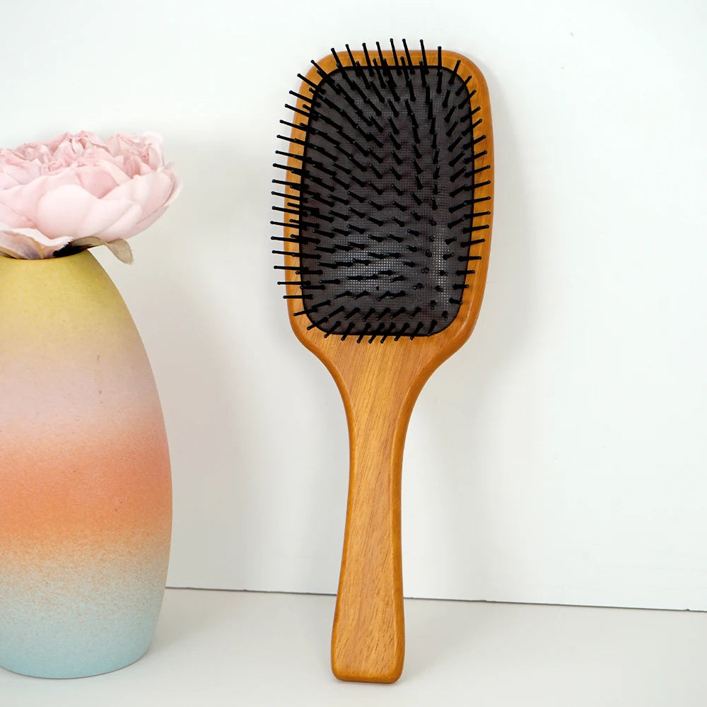 Wooden Paddle Hair Brush Set Scalp Massage Anti －static Detangling for All Hair Types Daily Styling & Grooming
