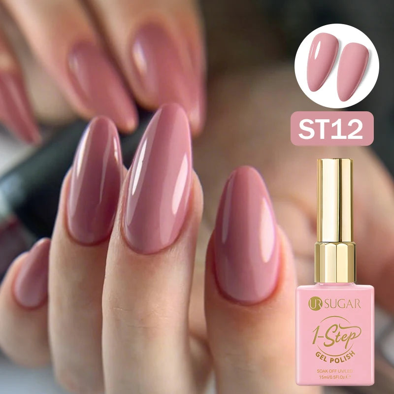UR SUGAR 15ml 1 Step Gel Polish 3 IN 1 Red Pink Glossy Nail Soak Off LED UV Gel Nail Varnishes No Need Base Gel and Top Coat