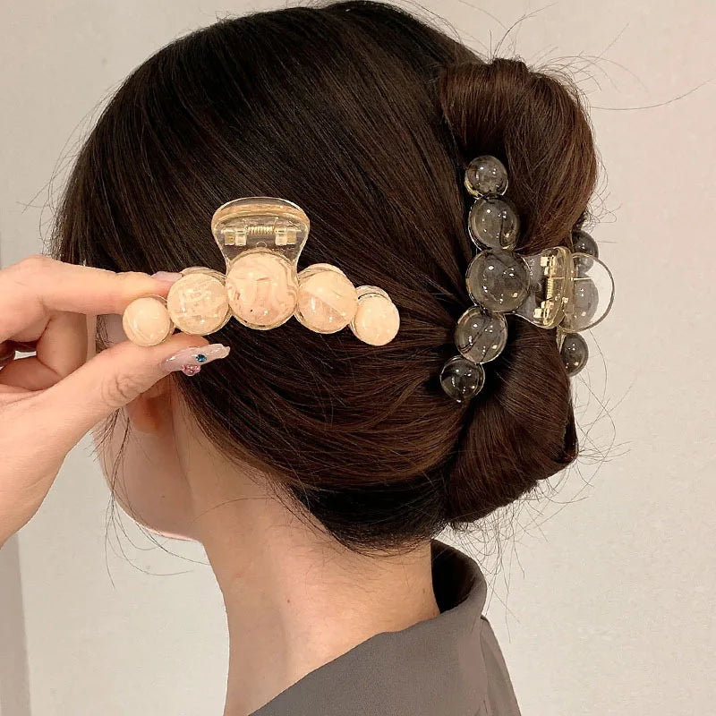 Big Pearls Acrylic Hair Claw Clips Korea Elegant Planet Sweet Hairpins Makeup Hair Styling Barrettes for Women Hair Accessories