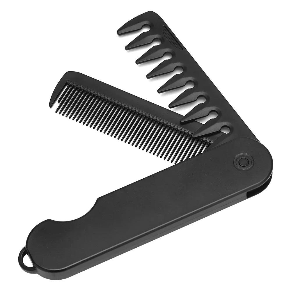Multi Functional Men's Folding Comb Oil Head Comb Back Comb Wide Tooth Texture Styling Comb Portable Travel Folding Comb