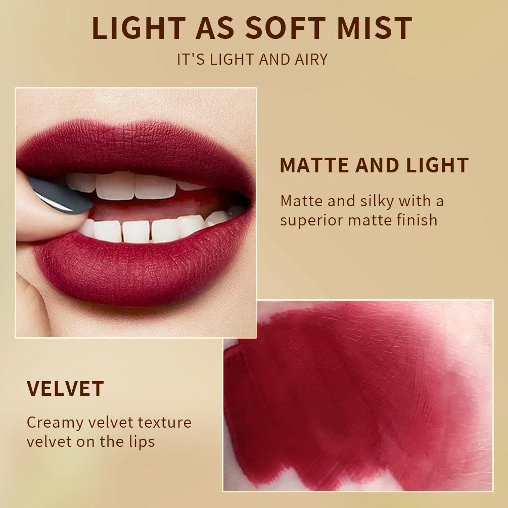 QIBEST 2 In 1 Matte Lipstick Lip Gloss Makeup Double Head Lip Satin Sexy Red Purple Lipgloss Long Lasting  Lip Tint Makeup