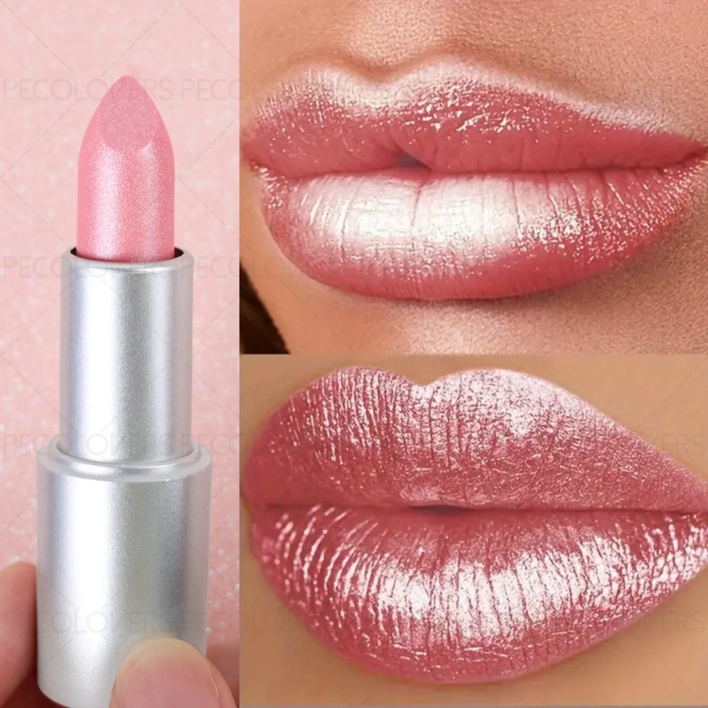 1PC Non-stick Cup, Waterproof, Long-lasting, Rich Colors, Fine Glitter, Pearlescent Lipstick, Ideal Christmas/Halloween Gift
