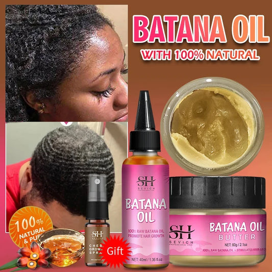 100% Batana Hair Fast Growth Oil Set African Crazy Traction Alopecia Batana Hair Mask Anti Hair Break Hair Regrowth Treatment