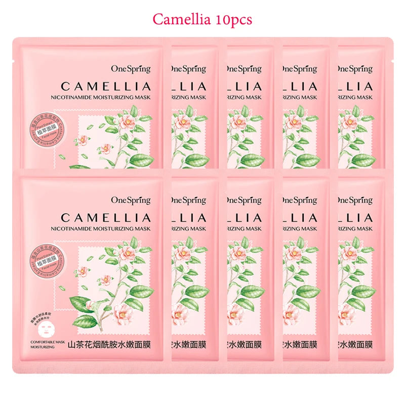 10pcs Centella Facial Masks Moisturizing Oil Control Anti-aging Repairing Fresh Fruits Face Sheet Mask Face Care skincare Masks