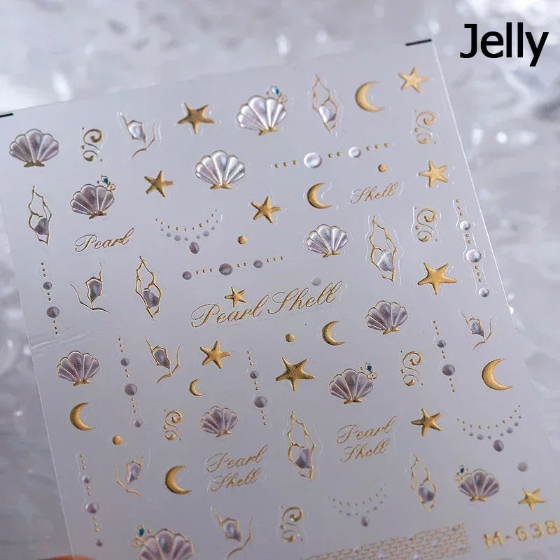 Magical Blow Bubbles Goldfish Bunny Rabbit Cat Kitten Shape Shiny Dreamy Bubbles 5D Nail Art Decorations Sticker Manicure Decal