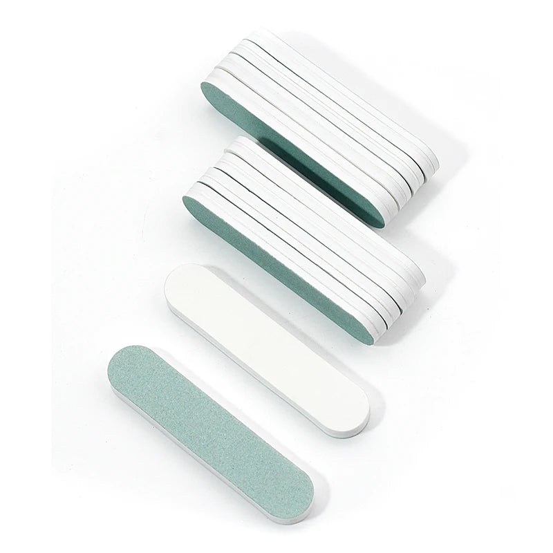 50/100 Pcs/Lot Nail Buffer Polishing Strip Green/White Sanding 600/3000 Sponge Manicure Tools  Washable Buffing Blocks for Nails