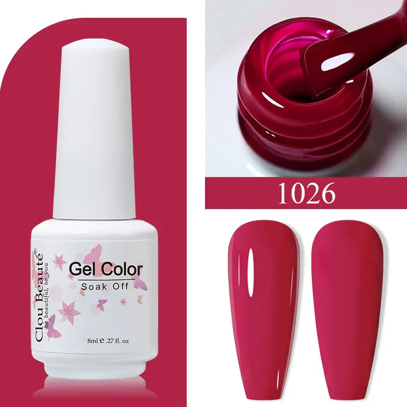 Clou Beaute 8ml Gel Polish Colorful Glitter UV Nail Gel Vernis Semi Permanent Glass Bottle Blue Green White Soak Off Gel Nail