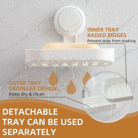 TAILI Bathroom Soap Dishes Holder Self Draining Soap Box with Super Suction Portable Soap Container for Bathroom Accessories