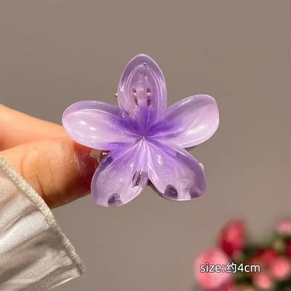 New Fashion Sparkling Flower Claw Clip for Women Transparent Sweet Ponytail Shark Clip Versatile Girl Hair Accessories