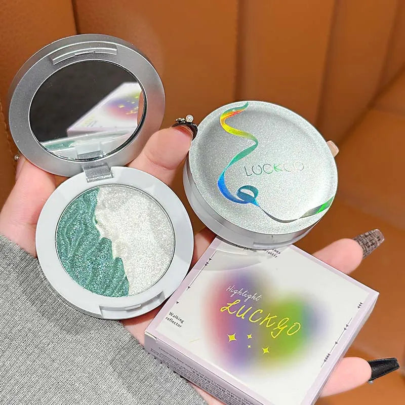 3 Colors Two-tone Glittering highlighter Pressed Powder Pearlescent Smooth Delicate High-Gloss, Soft Mashed Potatoesand Texture