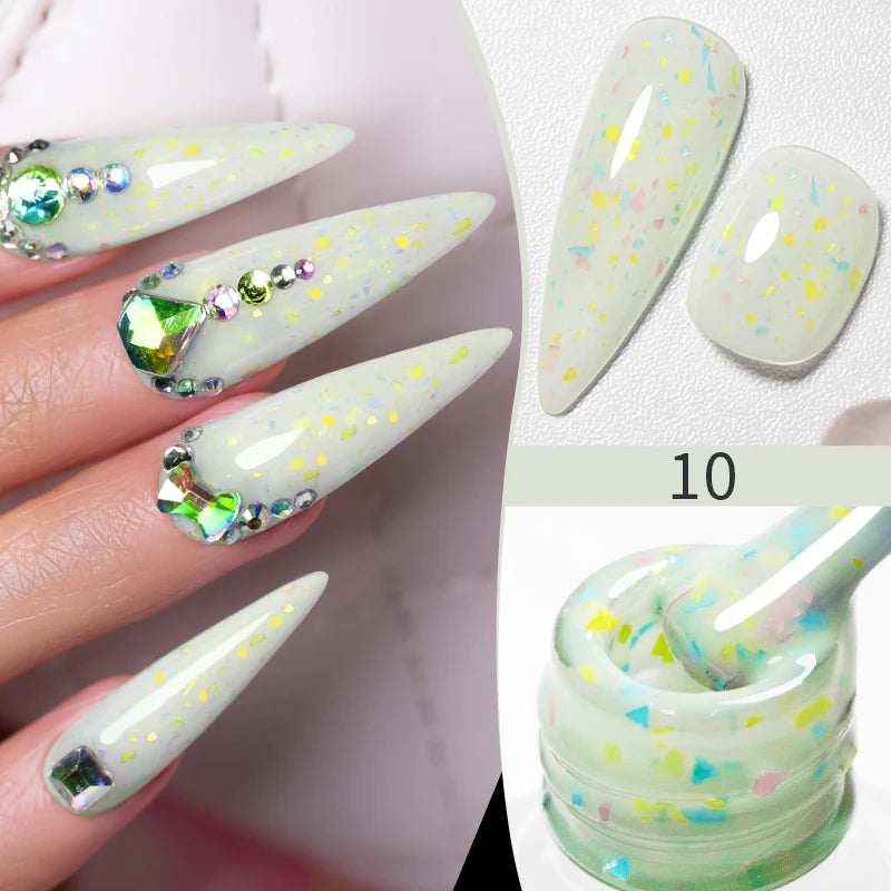 PUENTE Pearl Color Builder Nail Gel Polish Hema Free Shell Thread Glitter Nail Extension Semi-Permanent Construction Gel Varnish