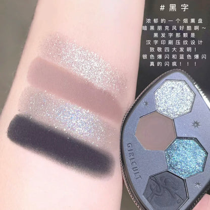 Girlcult 4 Color Eyeshadow Palette Shimmer Black Red Matte Chameleon Eye Shadow Vegan Halloween Make Up Sets Cosmetics Full Set