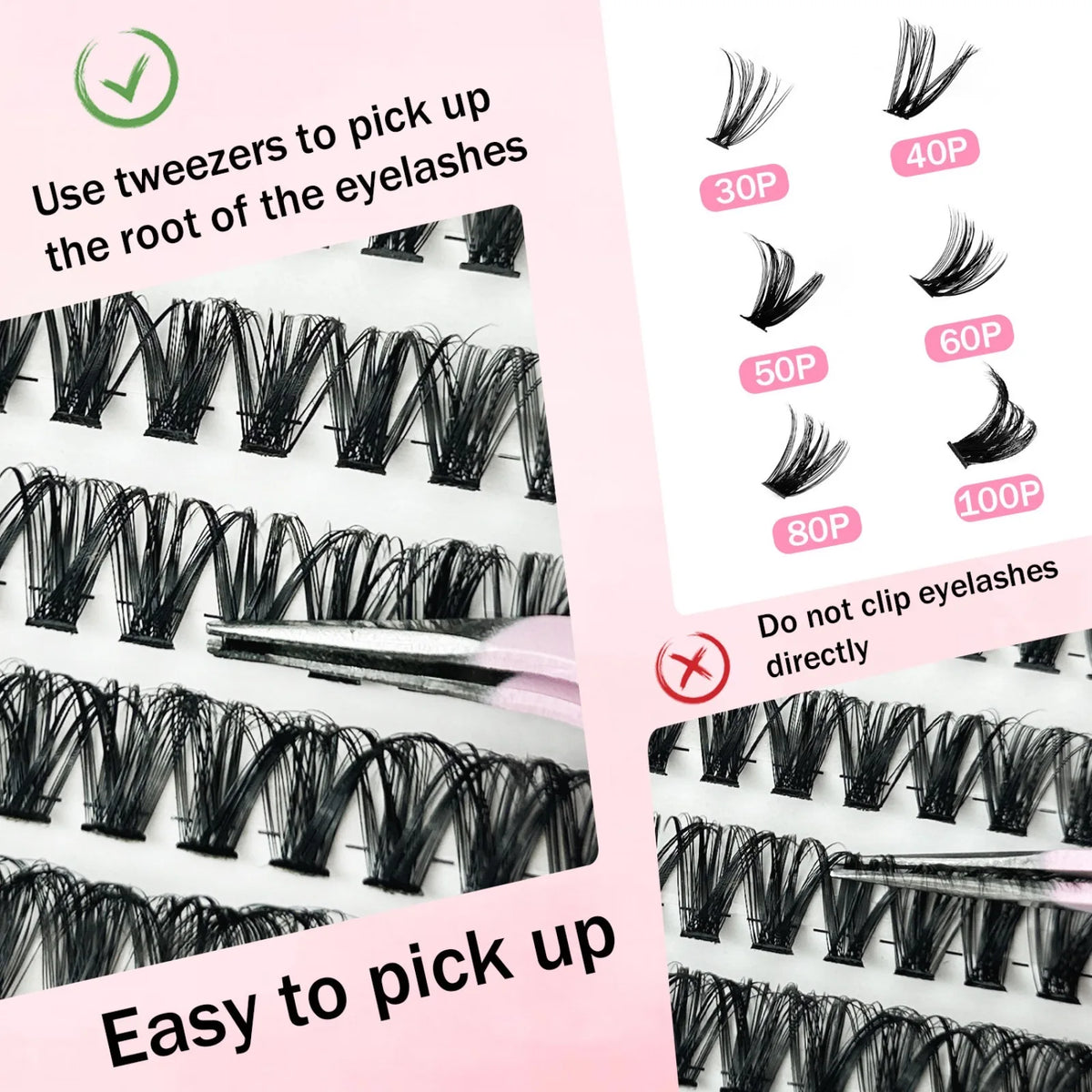Thick & Fluffy DIY Cluster Lashes 30D/100D Mixed Density Mixed Length Individual Eyelash Extension