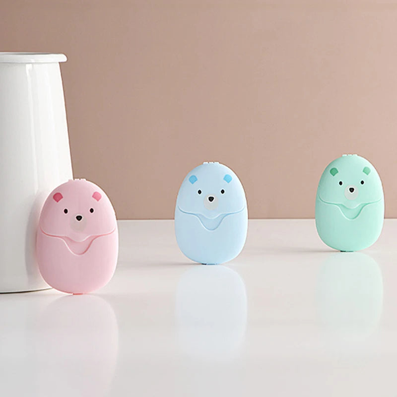 Cute Cartoon Styling Soap Portable Disposable Cleaning Soap Paper Children Toiletries Outdoor Travel Essential Bathroom Product