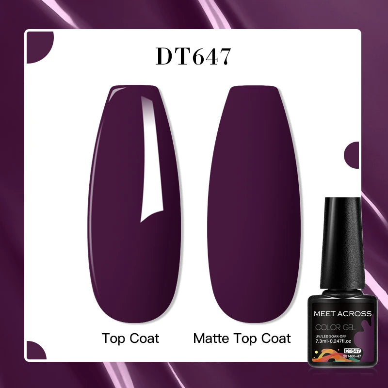 MEET ACROSS 160 Colors 7.3ml Gel Nail Polish Vernis Glitter Sparkly Semi Permanent Soak Off LED UV Gel Varnish Nail Art Manicure