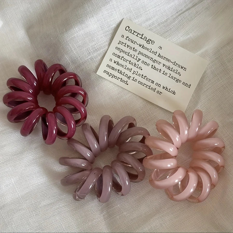 3pcs Elegant Spiral Hair Scrunchies - High Elasticity, Stylish Phone Cord Headbands, Perfect for Spring & Summer