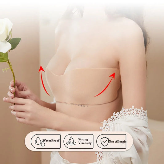Reusable Nipple Tape One Piece Breasts Sticker Seamless Push Up Silicone Bra For Women