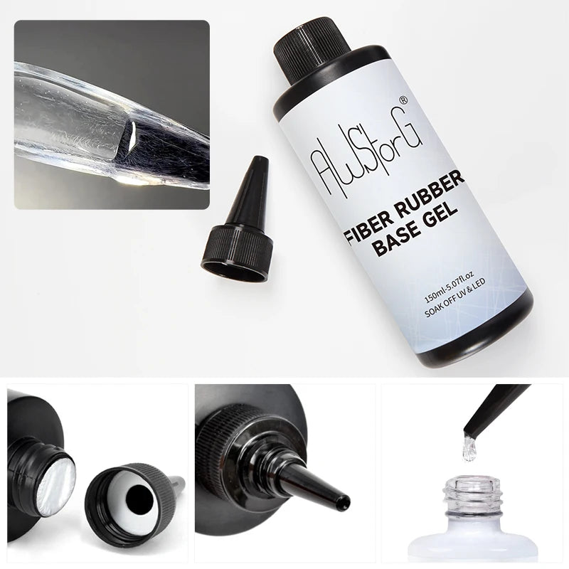 AWStorG 150ml Fiber Rubber Base Nail Repair Fix Crack Gel For Broken Nails Quick Building Construction Semi-permanent Varnish