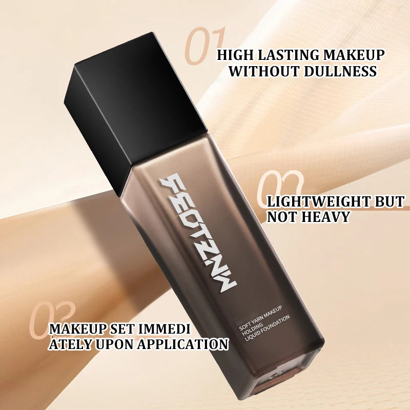 Feotznw foundation concealer, non-sticky powder, makeup primer, transparent foundation, conceals blemishes, women's cosmetics