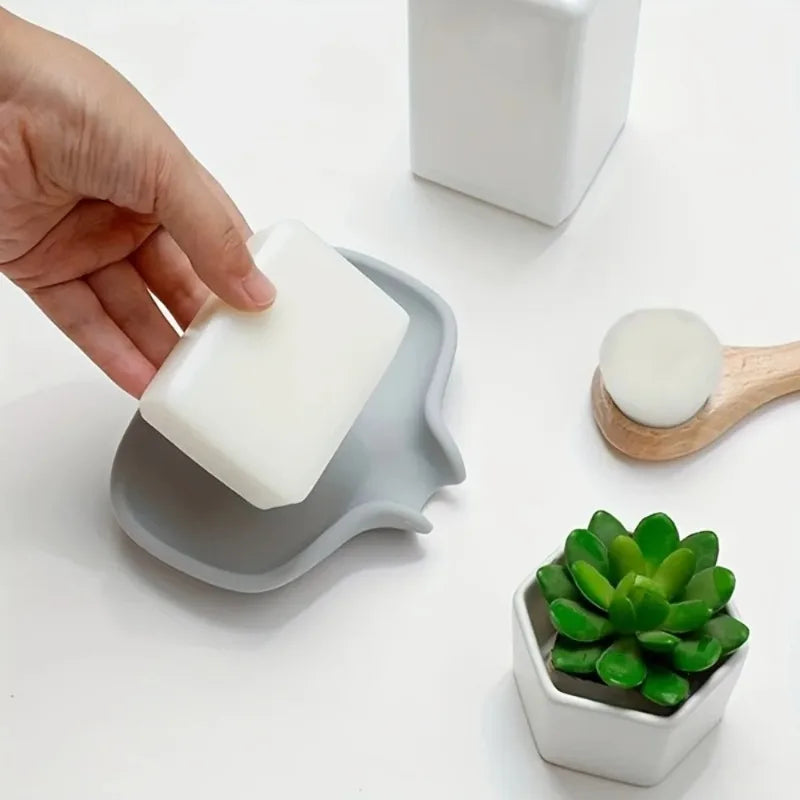 Minimalist Rectangular Soap Dish with Drainage Holes Modern Bathroom Holder Durable Plastic Soap Saver for Sink Shower Tray