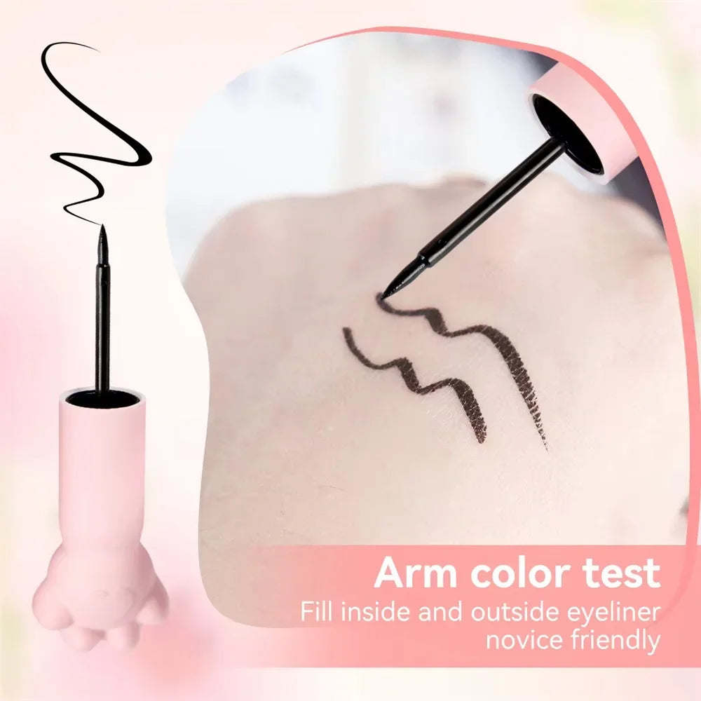 Pink Cat Paw Black Liquid Eyeliner Pen Fast Drying Long-lasting Smudge Proof Makeup Holding Premium Eye Liner Pen Eye Cosmetics
