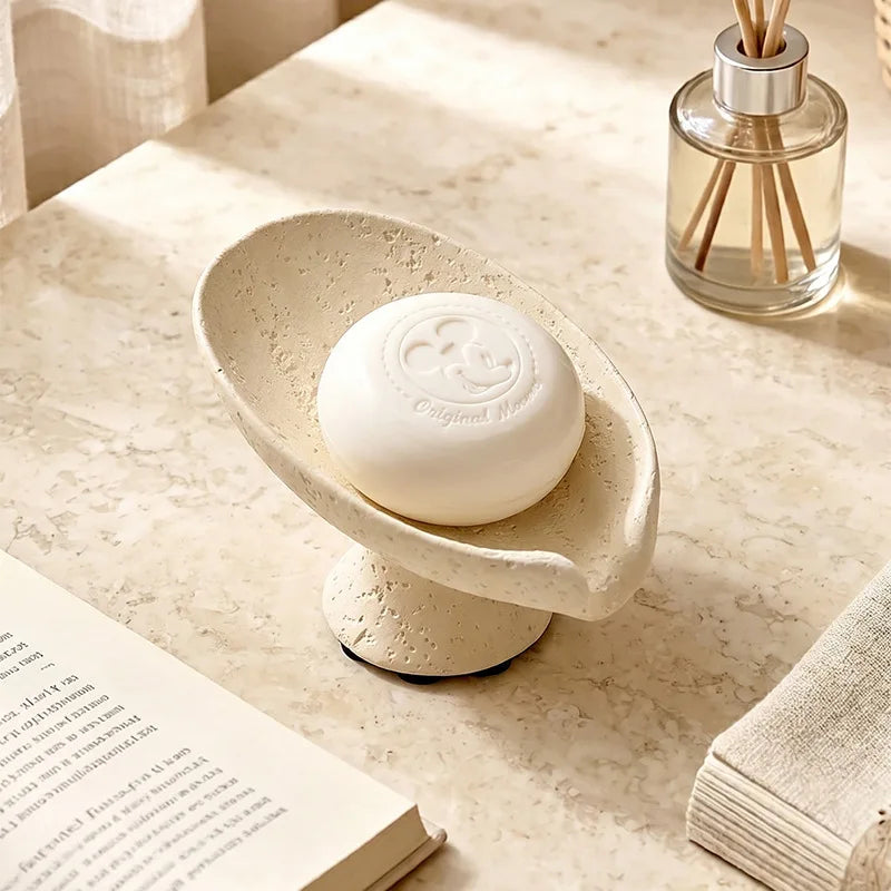 Luxury Travertine Lotus Leaf Draining Soap Dish Minimalist Soap Box Soap Holder Storage Rack For Bathroom Hotel Use