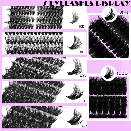 40D-150D Lashes Cluster DIY Lash Extension Mixed Tray Clusters Eyelashes Fluffy Volume Individual Lashes Cat Eye Lash Extension
