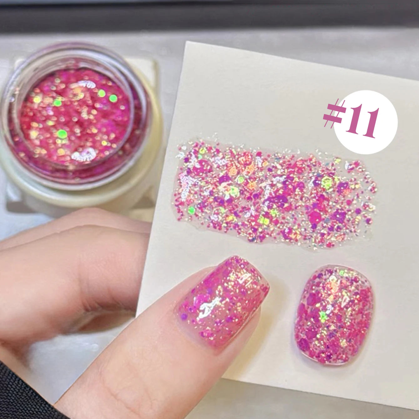MIANEL 1-12PCS Star-chasing Moon-chasing Gel Nail Polish 2026 Popular Whitening Strobe Sequin Flashing Nail Polish White Nails
